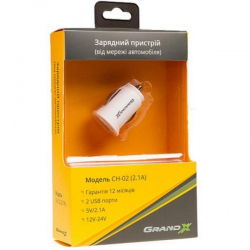 Автомобільний зарядний пристрій Grand-X CH-02W Фото Автомобільний зарядний пристрій Grand-X CH-02W
