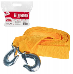 Трос буксирувальний Штурмовик ТРШ-245-4-1 (4т стрічка 46мм х 4,5м жовтий/крюк/кулек) Фото Трос буксирувальний Штурмовик ТРШ-245-4-1 (4т стрічка 46мм х 4,5м жовтий/крюк/кулек)
