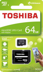   ' microSDXC 64Gb Toshiba UHS-I M203 U1 R100MB/s (+ adapter SD) (THN-M203K0640EA)