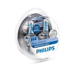 Галогенова лампа Philips H4 WhiteVision Ultra +60% 4200K (12342WVUSM) (2pcs blister) Фото Галогенова лампа Philips H4 WhiteVision Ultra +60% 4200K (12342WVUSM) (2pcs blister)