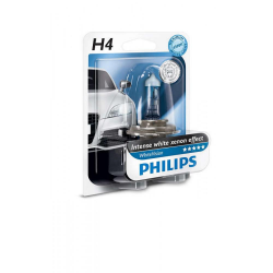 Галогенова лампа Philips H4 WhiteVision +60% 4300K (12342WHVB1) (1pcs blister) Фото Галогенова лампа Philips H4 WhiteVision +60% 4300K (12342WHVB1) (1pcs blister)