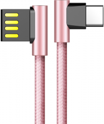  Rock Type C Dual-end L-shape Metal Charge & Sync round cable w/version A 1,2M Rose Gold (RCB0577-Ros