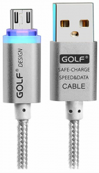 GOLF GC-12M Braided with LED Micro cable 1m Silver Фото GOLF GC-12M Braided with LED Micro cable 1m Silver
