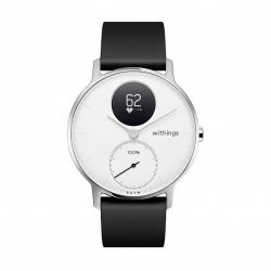  Withings Steel HR Watch 36mm White/Silver with Black Silicone Band